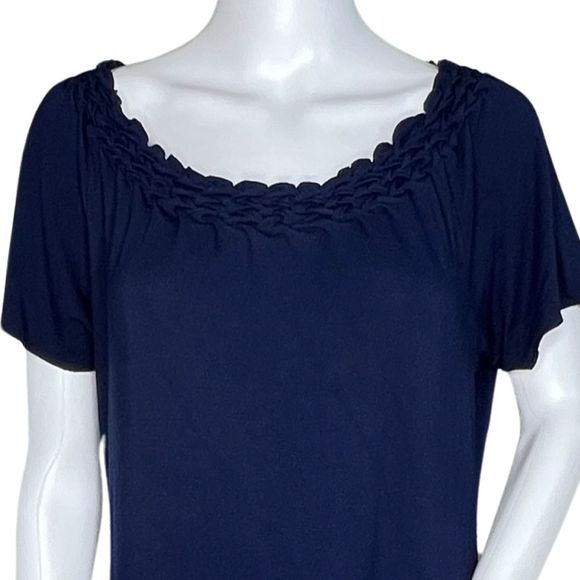 Talbots Dress Womens Large Navy Blue Midi Braided Neck Shift Career Minimalist‎ - Picture 5 of 7